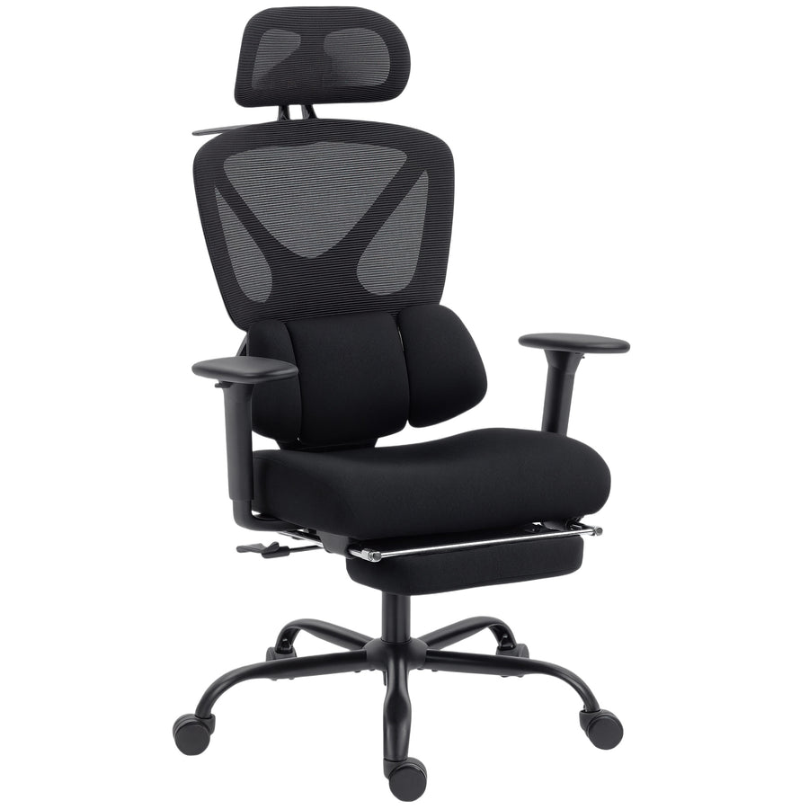 Chaise ergonomique Ergo Max Lombra noir – sur fond blanc
