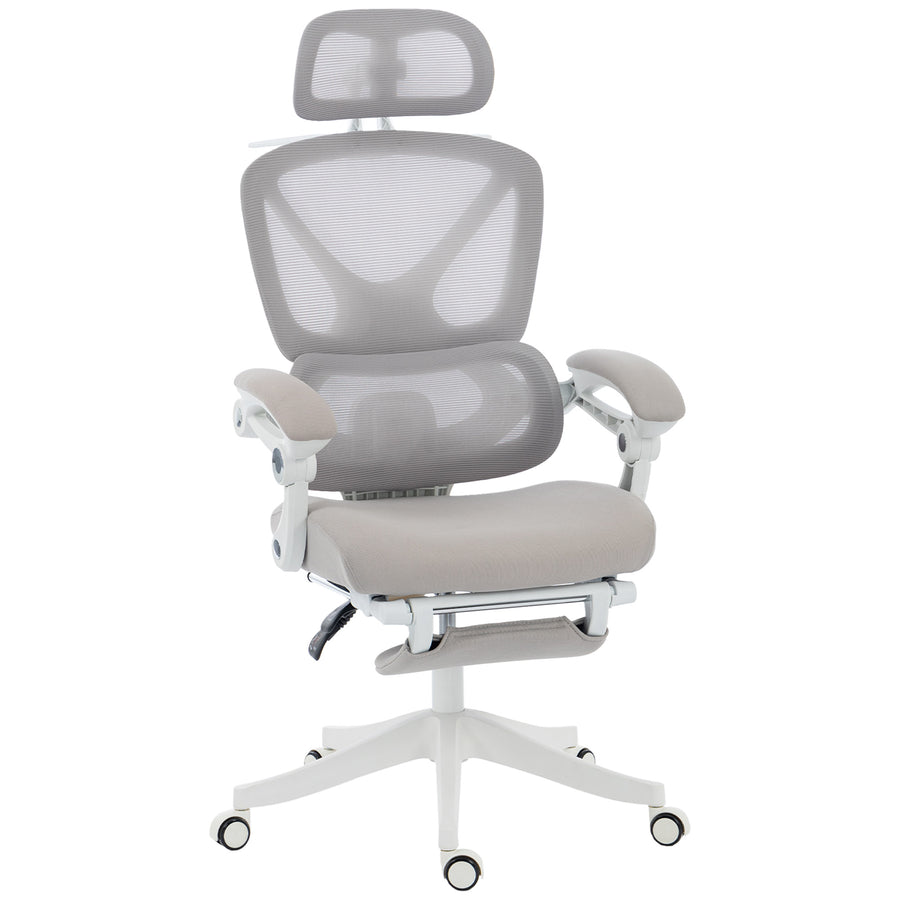 Chaise ergonomique maille Aero Lombra gris clair – sur fond blanc